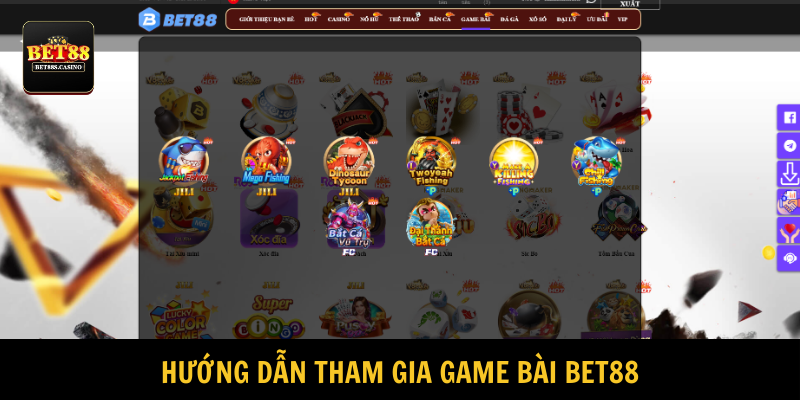 Người tham gia truy cập website và chọn hạng mục game bài