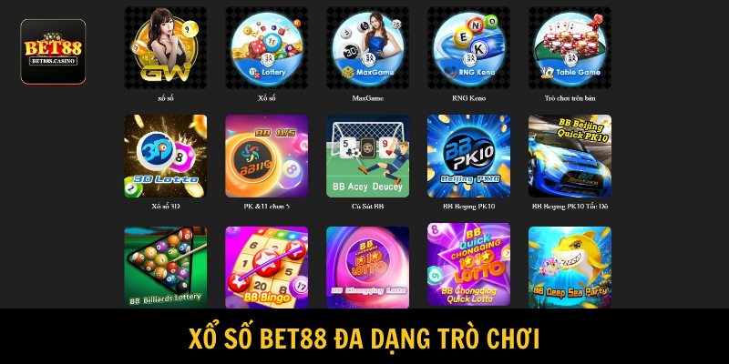 Xổ số BET88 sở hữu đa dạng sản phẩm thịnh hành, độc đáo